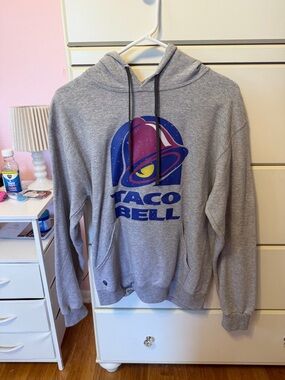 Fruit of the Loom Gray Taco Bell Logo Zip-Up Hoodie